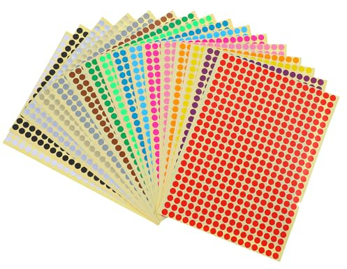 BOHUIZ 6528 Stück Klebepunkte Bunt, 6mm Selbstklebende Klebepunkte Aufkleber Runde Punktaufkleber Markierungspunkte für Büro Schule Kalender