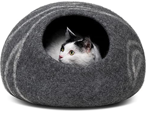 MEOWFIA Katzenbett aus Merinowolle – Handgefilztes, Umweltfreundliches Katzenbett für Katzen & Kätzchen – Weiches Schlafbett, Warm im Winter & Kühl im Sommer, Stilvolles Design
