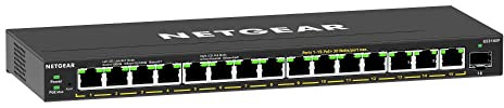 NETGEAR PoE Switch 16 Port, Managed Gigabit Ethernet LAN Switch GS316EP | 15 x PoE+ Ports @ 180W, 1 x 1Gb SFP, Desktop/Wandmontage