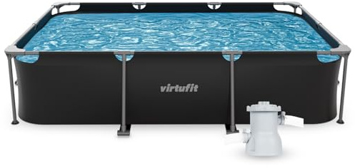 VirtuFit Rechteckpool 300 x 210 cm - inkl. Filterpumpe & Kartusche - Schnell aufgebaut - Stabil - Gartenpool - Familienpool
