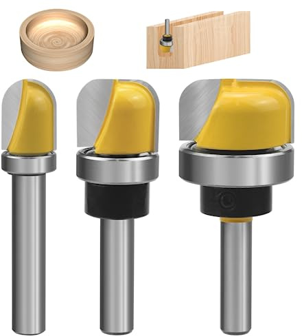 Kaelah 3 Stück Fräser für Oberfräse Set,8mm Rundfräser Router Bits,Schüssel-Fräs-Bit,Hohlkehlfräser für Holzbearbeitung Shaker Cutter Werkzeuge Schneidwerkzeug