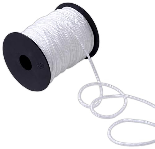 IPEA Weiß Nylonseil für Jalousie und Vorhänge – 50 Meter – Made in Italy – Weiße Kordel Nylonfaden – Seil für Raffrollos, Volants, Rollläden, Zubehör – Dicke 3 mm