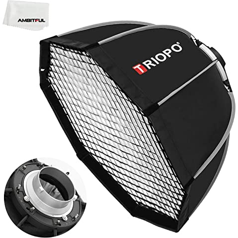 Triopo 120 cm Fototafel Bowens Mount Octagon Umbrella Softbox Quick Installation Softbox + Honeycomb Grid für Studio Strobe Outdoor Fotografy