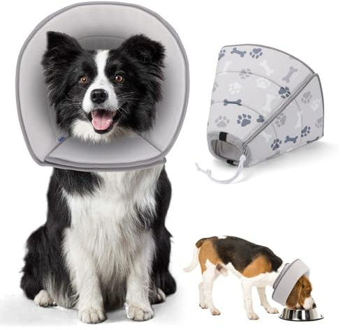 Nobleza - Faltbares Halskrause Hund Katze, Einstellbar Hundekragen, Hunde Halskrause Leckschutz für Hunde, Weich Schutzkragen Hund, Verhinderung von Verletzungen oder Wunden Leckt oder Kratzt, XS