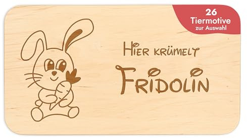 Geschenkfreude Frühstücksbrettchen Kinder - tolles Frühstücksbrettchen | Holz mit Tiermotiven zum Personalisieren, personalisierte Geschenke Kinder, Schneidebrett mit Gravur, Geschenk zur Taufe