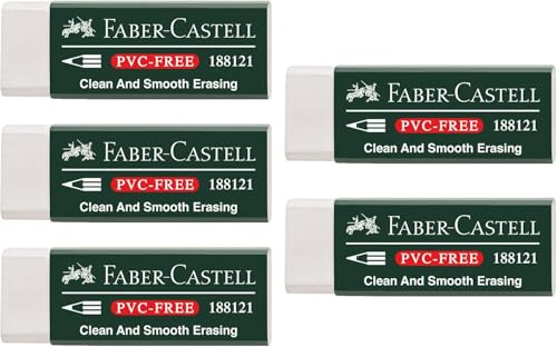FABER-CASTELL 205002 - Radierer 188121, PVC-Free, Kunststoff, weiß, 5 Stück