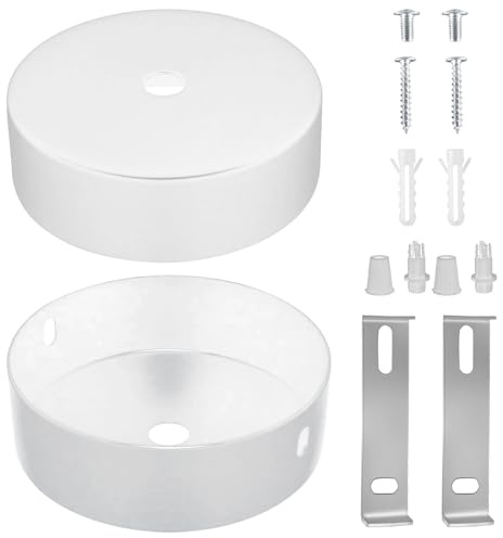 Baldachin Metall Weiß 100 x 24 mm Baldachin Lampe | Deckenleuchte Anschluss Metall Anschlussdose Baldachin Rosette für Lampen Geeignet