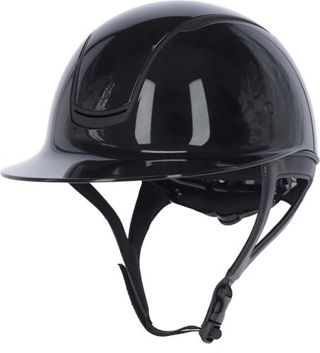 Covalliero Reithelm Eclipse Polo, 52-56 cm | Lackschwarz, Umfang, Glanz-Optik, Disc-System, ERT-Sicherheit, mit Belüftung, herausnehmbares