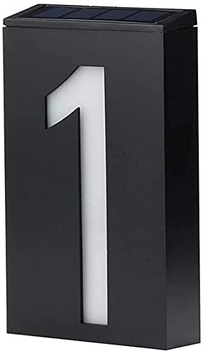 LED Beleuchtete Hausnummer Solar Hausnummernleuchte für Haus Hotel Store, LED Wandleuchte Dauer der Beleuchtung> 8 Stunden(Number 1)