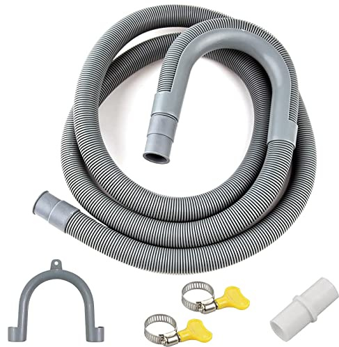Ablaufschlauch Verlängerung, 0.5/1/1.5/2/2.5/3/4/5/6/7M, Abwasserschlauch Spülmaschine, Ablaufschlauch Schlauch Universal, inkl Schlauchverbinder und Schlauchschellen, für Waschmaschine Geschirrspüler