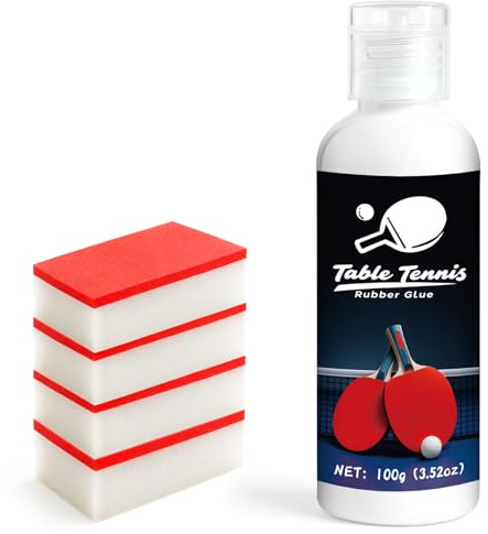 LAMXIN100ml Tischtennis Kleber, Tischtenniskleber Entwickelt für die Montage von Tischtennisbelägen mit Elastischen Schwämmen, Vier Schwammbürsten Ermöglichen Einen Einfachen Belagwechsel