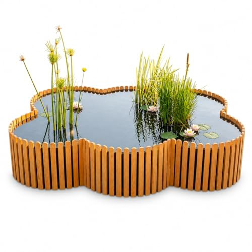 Beckmann Hochteich Lärche 200x160x44 cm 1360 L – Holz Terrassenteich, Teichbecken & Fertigteich für den Garten – Winterfestes & langlebiges Komplettset inkl. Teichfolie