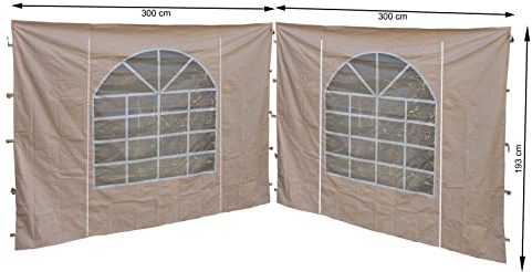 QUICK STAR 2 Seitenteile mit PVC Fenster 300x193 cm für Pavillon Sahara 3x3m Seitenwand Sand