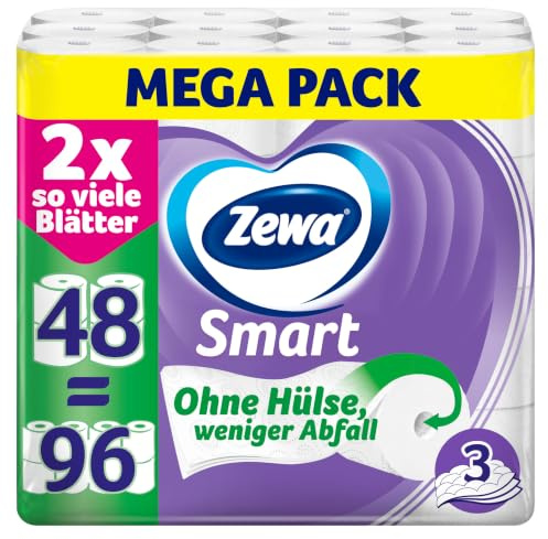 Zewa Smart Toilettenpapier Ohne Hülse, Großpackung Mit 48 Rollen (6 x 8 x 300 Blatt)