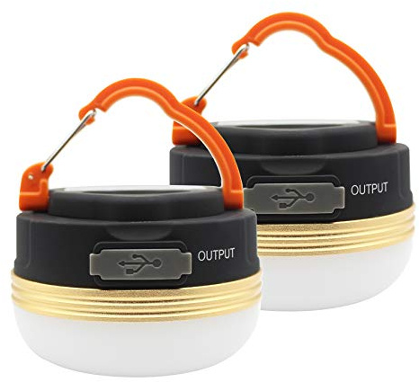 Mostop Campinglampe 2 Pack Camping Licht Laterne LED USB Wiederaufladbare Lampe Wasserdicht 3 Modi Power Bank Zeltleuchten für Outdoor Camping Wandern Notfall