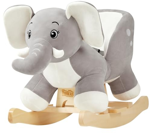 FUNLIO Elefanten Baby Schaukelpferd für Kleinkinder von 6 Monaten bis 3 Jahren, niedlicher Plüsch-Elefant, gefüllter Schaukelstuhl