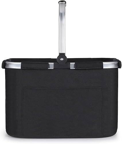 Diurwur® Tragekorb Faltbar Groß Einkaufskorb Picknickkorb mit Gepolsterten Griffen Praktischer Klappkorb Einkaufstasche mit Alurahmen Stabiler Korb 30L - ideal für Reisen/Picknick/Einkaufen/Geschenk