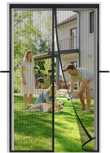 Meet Beauty Fliegengitter Tür Magnet Insektenschutz 95x200cm, 3. Generation Winddichter Magnetvorhang für Balkontür, Terrassentür & Wohnzimmer, Ohne Bohren Montage, Schwarz
