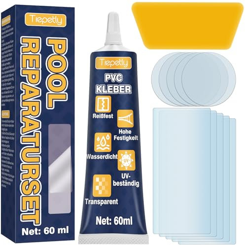 Tiepetly Pool Reparaturset Wasserdicht, Pool Flicken Unterwasser Transparent, für Flickzeug Luftmatratze, Schlauchboot, Zelt, PVC, ABS, Eva und Gummi