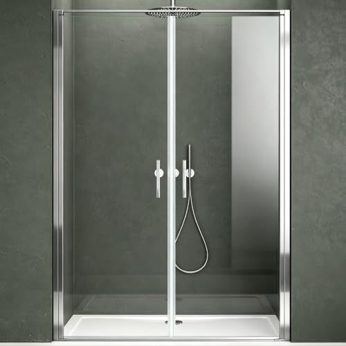 Mai & Mai Duschtür Nischentür dusche 90x195cm Schwingtür 180° | Duschabtrennung Duschkabine, 8mm ESG Nano-Beschichtung Klarglas mit Hebe- und Senkmechanismus Teramo66