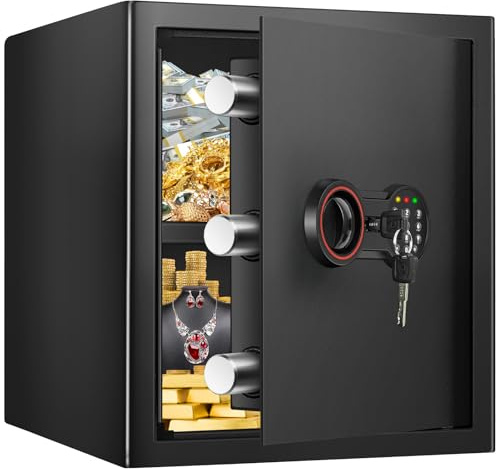 50L Großer Safe Tresor für Zuhause, Heimsafeschrank Safe mit Zahlenschloss Schlüssel, Herausnehmbares Regal, Digitaler Sicherheitstresor für Geld, Dokumente, Medikamente, Wertsachen