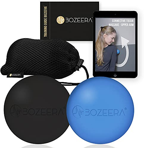 Bozeera Lacrosse Massageball Set - Triggerpunkt Massagebälle 2er Set 6 cm | Lacrosse Ball (Faszienball) für Triggerpunkte u. a. an Rücken, Nacken, Beinen & Füßen inkl. Video