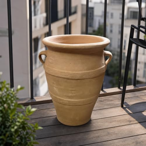 Palatina Werkstatt Terracotta Amphore Olea 50cm - 100% Handgefertigtes Unikat - Die ideale winterfeste Amphore für den Garten - Innenbereich & Jeden Amphorenliebhaber