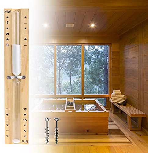 HENGBIRD Sanduhr Sauna Timing Zubehör Timer 15 Minuten, Küchentimer Hitzebeständig Sauna Sanduhr Uhr aus Holz Weiß Sand