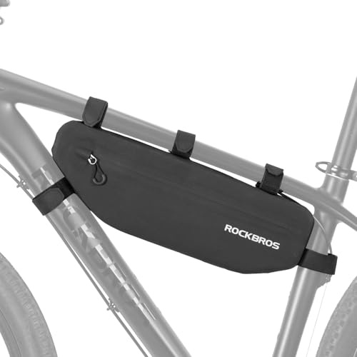 ROCKBROS Fahrrad Rahmentasche 100% wasserdichte Fahrradtasche Dreiecktasche 3L, für MTB Rennrad Gravel Bike, Stabil & Schlankes Design, Schwarz