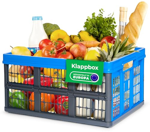 Novaliv Klappbox 45l Blau - Faltbare Korbbox mit praktischen Tragegriffen - Vielseitige Aufbewahrungsbox