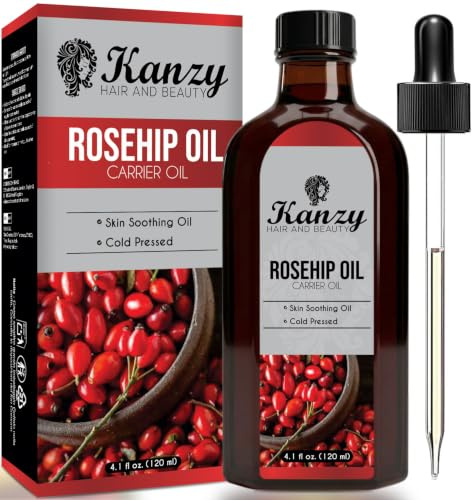 Kanzy Hagebuttenöl Kaltgepresst 100% Rein 120ml Rosehip Oil Wildrosenöl für Haut Haare Nägel Gesichtsöl Körperöl Vegan Hexanfreies Hagebuttenkernöl Anti-Aging Anti-Falten Natürlich