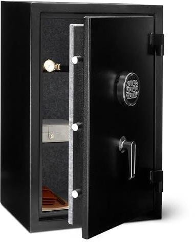 Amazon Basics Safe, feuerfest, mit programmierbarem elektronisch Tastenfeld, 60 l Volumen, schwarz, 43 cm B x 35 cm T x 66 cm H