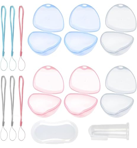 MUYAPAY Schnullerbox für Baby,Schnullerbox Tragbar,Schnullerbox | 6 Transparent Schnullerbox Schnullerhalter Etui Schnuller Box BPA-Free Nipple Shield Etui für Säugling, Baby, Reisen, Zuhause