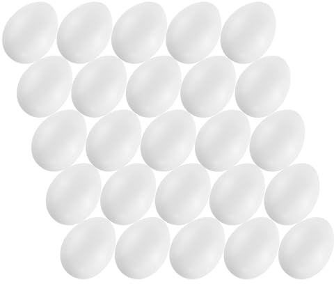 MCE-Commerce A636025-1 Kunststoff Eier 6 cm, 25 Stück, zum Basteln und Dekorieren an Ostern, Weiss, Weiß