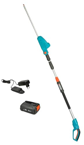 Gardena Akku-Teleskop-Heckenschere THS 42/18V P4A Ready-to-Use Set: Teleskopgriff, Reichweite bis 3 m, 42 cm Messer, Abwinkelbarer Kopf, Kabellos (14732-20)