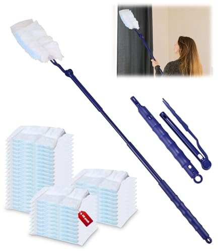 Zaxiva 62 Stück Staubmagnet Set, Staubwedel für Duster Tücher, Blau | Tierhaare für swiffer staubwedel nachfüllpack,Staubtücher Reinigungsstaub Staubtuch Nachfüllung mit 1 Handgriff