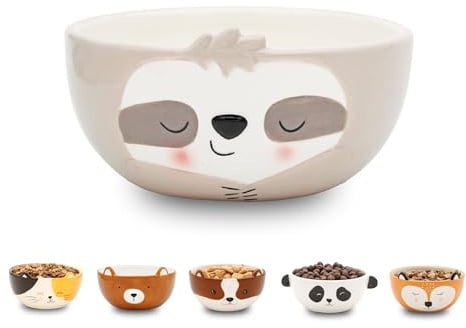 Winkee - Müslischale | Süße kleine Schüssel aus Keramik | Steingut Schale in süßem Hund Look | Geschenk für Geburtstag, Einschulung, Weihnachten, Valentinstag (Faultier)