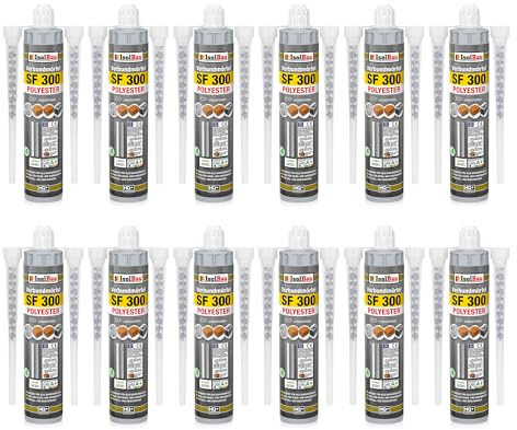 Isolbau SF 300 Injektionsmörtel 12 x 300 ml Montagemörtel, 24x Statikmischer - Verbundmörtel für Beton, Mauerwerk, Holz & Stahl