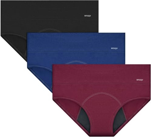 RFOGJV Periodenunterschwäsche, Menstruationsunterwäsche Extra Stark, Perioden Unterwäsche Lecksicher Baumwoll-Slip 3er Pack, S
