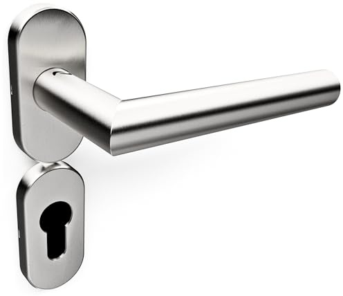 Sempro Livia Oval - Drückergarnitur aus rostfreiem Edelstahl für Gartentore, flexibler Schraubenabstand von 45 bis 50mm (1 Paar)