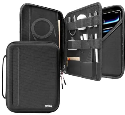 tomtoc Portfolio Tablet Tasche Für 13 Zoll iPad Air M4/Pro M5, Hartschale | Auch Passend Für 13 Zoll iPad Air M3/M2, iPad Pro M4, 12,9 Zoll iPad Pro, 12,4 Galaxy Tab S10+/S9+, Für Keyboard Und Pencil