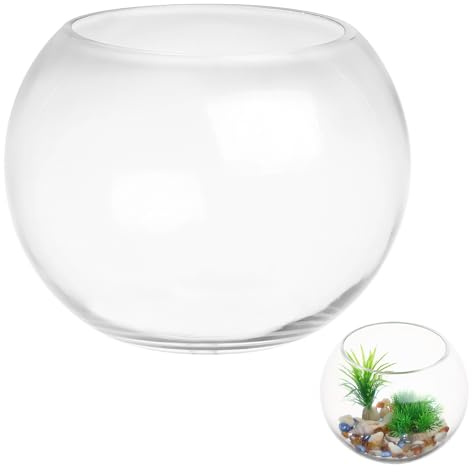 Yardwe Rundes Glasfischglas 7 Zoll Mini Aquarium Kugelform Transparent Aquarium Dekoration Für Zuhause Büro Tisch Mit Hydrokultur Funktion