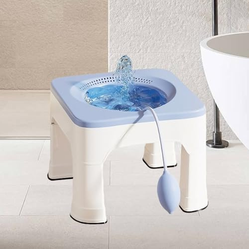 Sitzbad mit Hocker, 1600ml Tragbares Sitzbadewanne mit Spülung | Hitzebeständigkeit bis 120 °C, Abnehmbar Sitzbadewanne Erwachsene für Hämorrhoidenbehandlung und Mutterschaftspflege