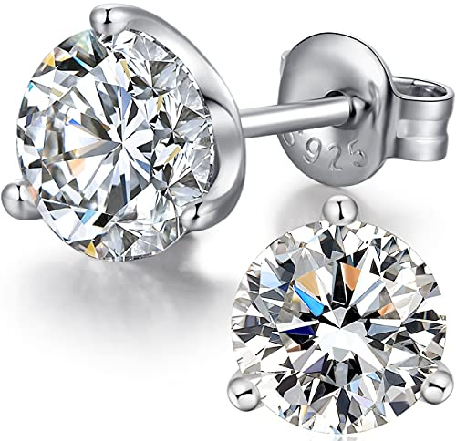 Ohrringe Ohrstecker Silber 925 Herren Damen Diamant Herren Diamant Herrens Ohrstecker Weißgold Zirkonia Ohrringe Nickelfrei Männer CZ