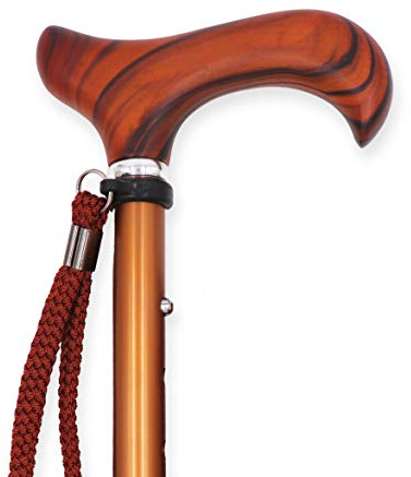 KMINA Gehstock Holz Verstellbar, Eleganter Spazierstock für Damen und Herren, Aluminium Gehhilfe mit Buchenholzgriff, Höhenverstellbarer Stock für Senioren - Modell PRO