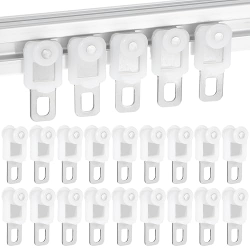 Angoily Vorhangschienenrollen 50 Stück Für Standard-Traversenstangen | Edelstahl, Kunststoff, Weiß, 3.30X1.50X1.30 cm, Passend Mit Vorhangschiene