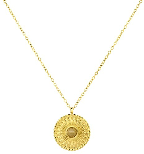 Artiqo Halskette Damen | Zeitlose Coin Kette aus Edelstahl mit Plättchen Anhänger | Wasserfest, Hautfreundlich & Größenverstellbar - Modell Mancora