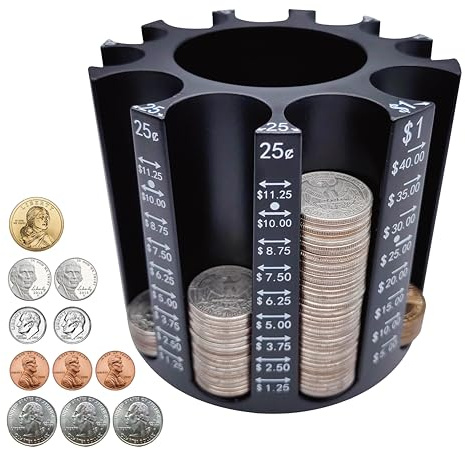 CO5IN1 Münzsortierer, Stifthalter, Kleingeldzähler, Stiftehalter als Schreibtisch-Organizer, Münzzähler, Wechselhalter, 540 Stück, Münzorganizer, Münzverpackung, Münzbank, einfach zu bedienen und