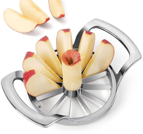 SAVORLIVING 4.72 inches Apfelschneider, Extra Großer Apfelspalter mit 12 Klingen, Robuster Edelstahl-Apfelschneider mit Verbessertem Klingenschutzsystem, Apfelentkerner für bis zu 10,5 cm Äpfel
