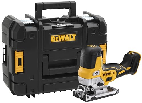 Dewalt 18V Akku-Pendelhubstichsäge DCS335NT (bürstenlos, verstellbarer Alu-Druckguss-Sägeschuh, 3-fach Pendelhub, inkl. Absaugadpater, Sägeschuh-Schutzauflage, TSTAK Box II, Lieferung ohne Akku)